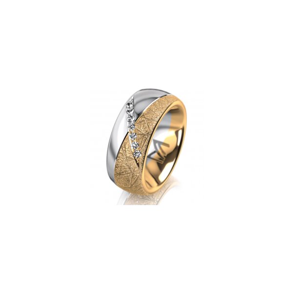 Ring 14 Karat Gelb-/Weissgold 8.0 mm kristallmatt 7 Brillanten G vs Gesamt 0,095ct
