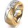 Ring 14 Karat Gelb-/Weissgold 8.0 mm sandmatt 5 Brillanten G vs Gesamt 0,115ct