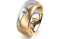 Ring 14 Karat Gelb-/Weissgold 8.0 mm sandmatt 1 Brillant...