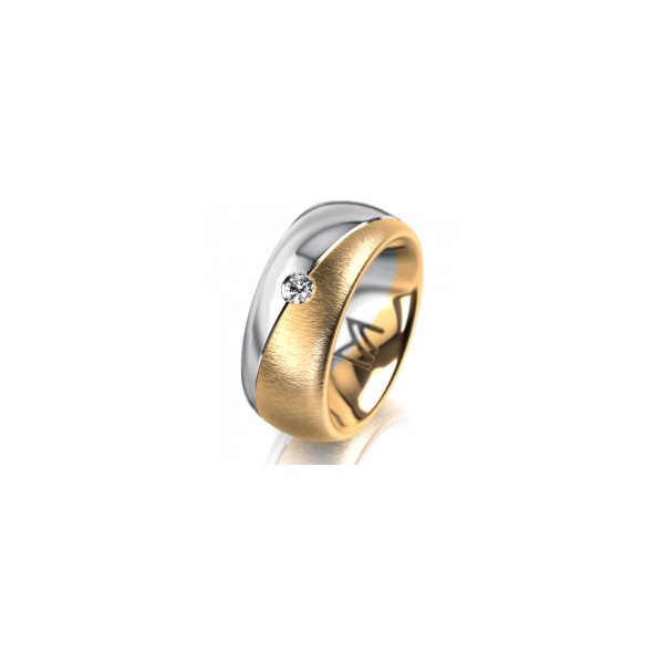 Ring 18 Karat Gelb-/Weissgold 8.0 mm sandmatt 1 Brillant G vs 0,065ct
