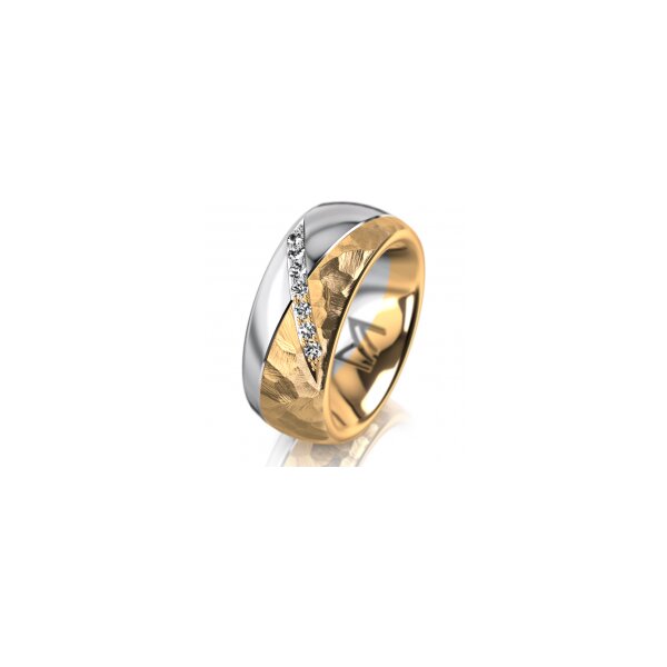 Ring 18 Karat Gelb-/Weissgold 8.0 mm diamantmatt 7 Brillanten G vs Gesamt 0,095ct