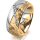 Ring 18 Karat Gelb-/Weissgold 8.0 mm diamantmatt 7 Brillanten G vs Gesamt 0,095ct
