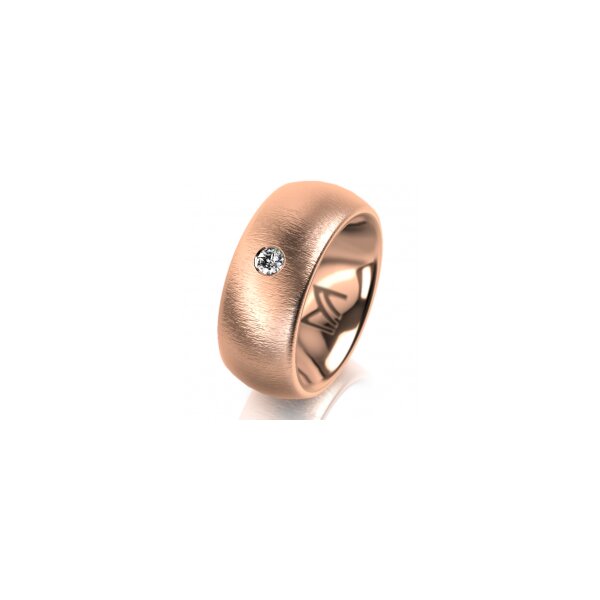 Ring 14 Karat Rotgold 8.0 mm sandmatt 1 Brillant G vs 0,065ct