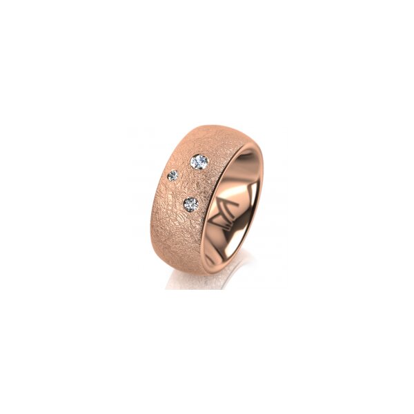 Ring 14 Karat Rotgold 8.0 mm kreismatt 3 Brillanten G vs Gesamt 0,080ct