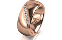 Ring 14 Karat Rotgold 8.0 mm poliert 7 Brillanten G vs...