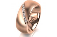 Ring 14 Karat Rotgold 8.0 mm l&auml;ngsmatt 7 Brillanten...