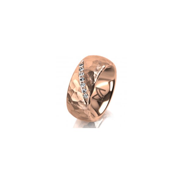 Ring 14 Karat Rotgold 8.0 mm diamantmatt 7 Brillanten G vs Gesamt 0,095ct