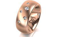 Ring 14 Karat Rotgold 8.0 mm l&auml;ngsmatt 5 Brillanten...