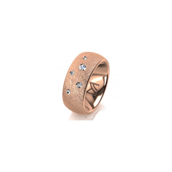 Ring 14 Karat Rotgold 8.0 mm kreismatt 5 Brillanten G vs Gesamt 0,115ct