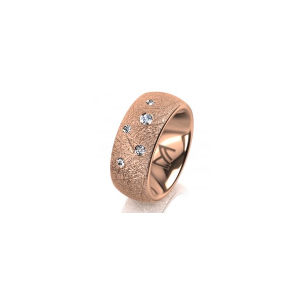 Ring 14 Karat Rotgold 8.0 mm kristallmatt 5 Brillanten G vs Gesamt 0,115ct