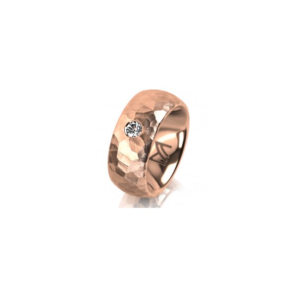 Ring 14 Karat Rotgold 8.0 mm diamantmatt 1 Brillant G vs 0,110ct