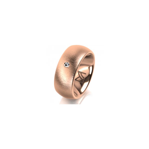 Ring 18 Karat Rotgold 8.0 mm sandmatt 1 Brillant G vs 0,025ct