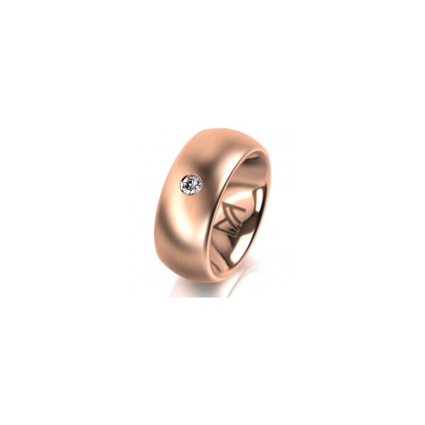 Ring 18 Karat Rotgold 8.0 mm längsmatt 1 Brillant G vs 0,065ct