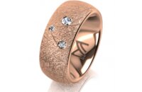 Ring 18 Karat Rotgold 8.0 mm kristallmatt 3 Brillanten G...