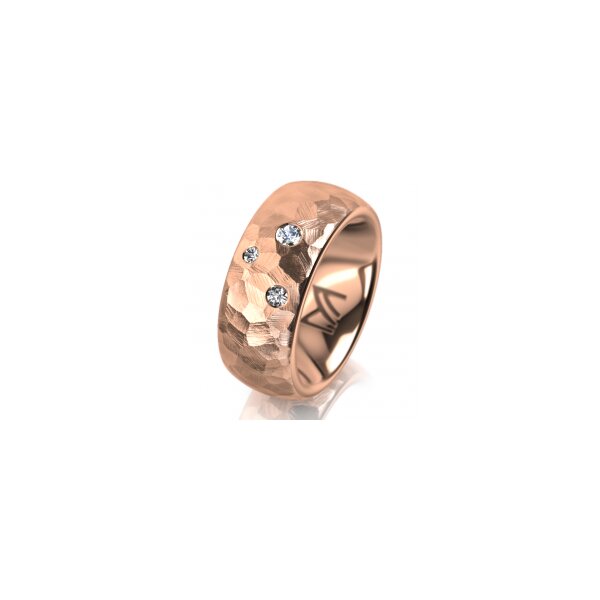 Ring 18 Karat Rotgold 8.0 mm diamantmatt 3 Brillanten G vs Gesamt 0,080ct