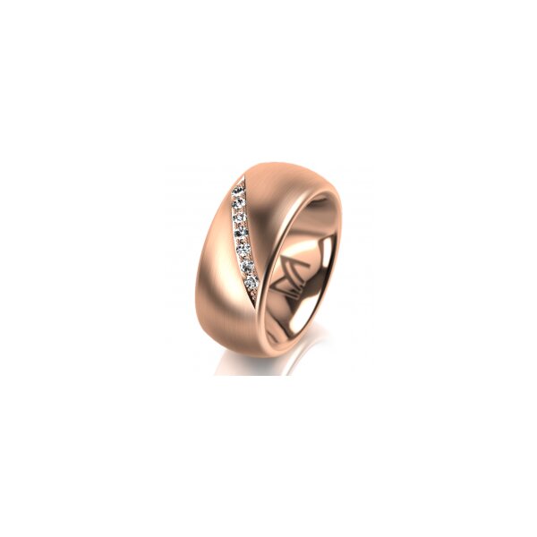 Ring 18 Karat Rotgold 8.0 mm l&auml;ngsmatt 7 Brillanten G vs Gesamt 0,095ct
