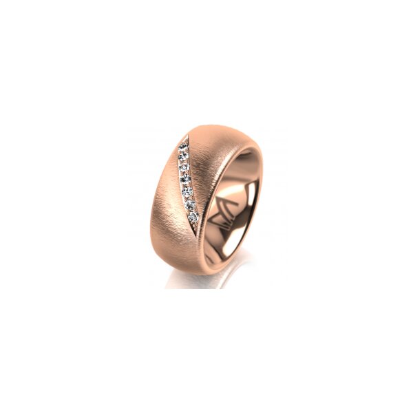 Ring 18 Karat Rotgold 8.0 mm sandmatt 7 Brillanten G vs Gesamt 0,095ct