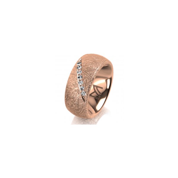 Ring 18 Karat Rotgold 8.0 mm kristallmatt 7 Brillanten G vs Gesamt 0,095ct