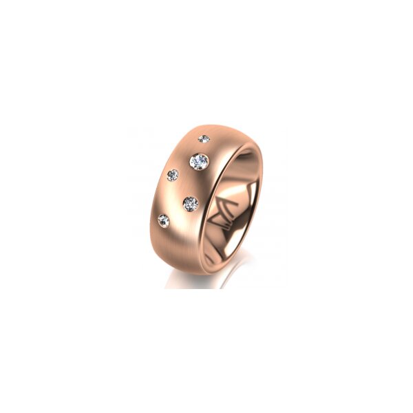 Ring 18 Karat Rotgold 8.0 mm l&auml;ngsmatt 5 Brillanten G vs Gesamt 0,115ct