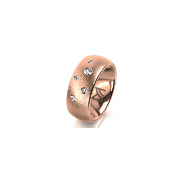 Ring 18 Karat Rotgold 8.0 mm sandmatt 5 Brillanten G vs Gesamt 0,115ct