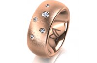 Ring 18 Karat Rotgold 8.0 mm sandmatt 5 Brillanten G vs...