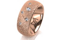Ring 18 Karat Rotgold 8.0 mm kristallmatt 5 Brillanten G...