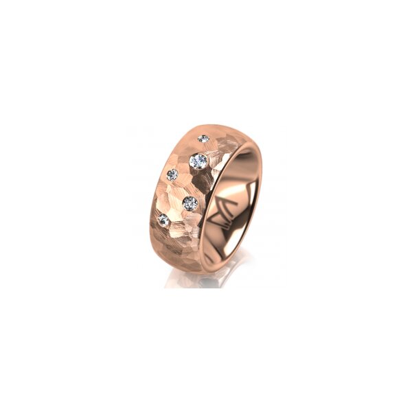 Ring 18 Karat Rotgold 8.0 mm diamantmatt 5 Brillanten G vs Gesamt 0,115ct