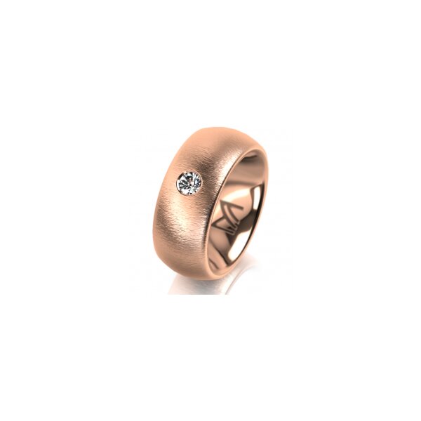 Ring 18 Karat Rotgold 8.0 mm sandmatt 1 Brillant G vs 0,110ct