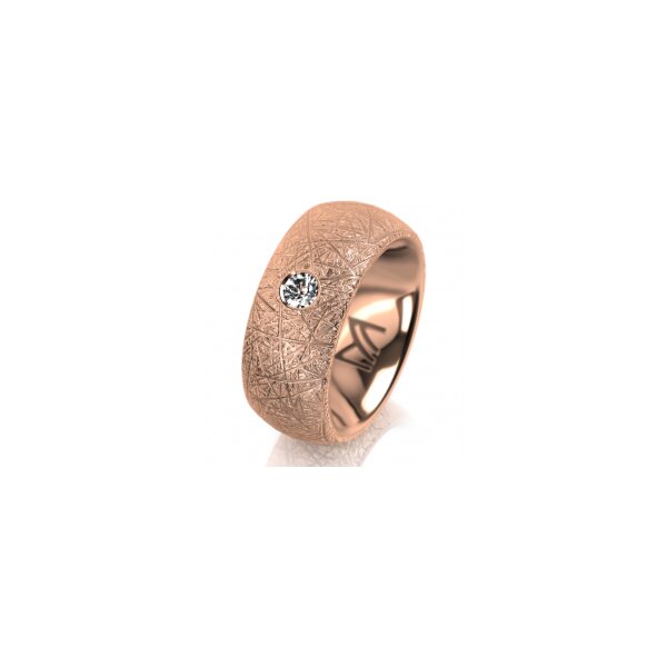 Ring 18 Karat Rotgold 8.0 mm kristallmatt 1 Brillant G vs 0,110ct