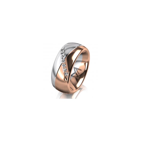 Ring 14 Karat Rot-/Weissgold 8.0 mm poliert 7 Brillanten G vs Gesamt 0,095ct