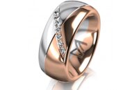 Ring 14 Karat Rot-/Weissgold 8.0 mm poliert 7 Brillanten...