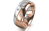 Ring 14 Karat Rot-/Weissgold 8.0 mm poliert 5 Brillanten...