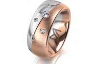 Ring 14 Karat Rot-/Weissgold 8.0 mm sandmatt 5 Brillanten...