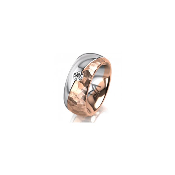 Ring 14 Karat Rot-/Weissgold 8.0 mm diamantmatt 1 Brillant G vs 0,110ct