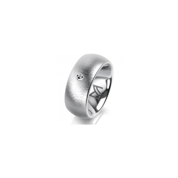 Ring 14 Karat Weissgold 8.0 mm sandmatt 1 Brillant G vs 0,025ct