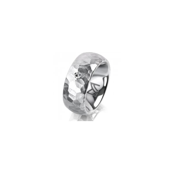 Ring 14 Karat Weissgold 8.0 mm kristallmatt 1 Brillant G vs 0,025ct
