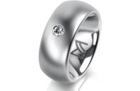 Ring 14 Karat Weissgold 8.0 mm l&auml;ngsmatt 1 Brillant...