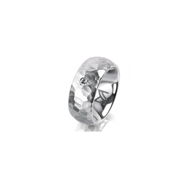 Ring 14 Karat Weissgold 8.0 mm diamantmatt 1 Brillant G vs 0,065ct