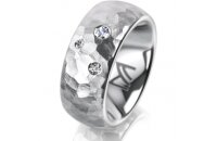 Ring 14 Karat Weissgold 8.0 mm diamantmatt 3 Brillanten G...