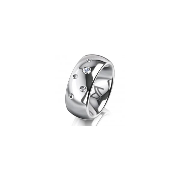 Ring 14 Karat Weissgold 8.0 mm poliert 5 Brillanten G vs Gesamt 0,115ct