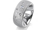 Ring 14 Karat Weissgold 8.0 mm kreismatt 5 Brillanten G...