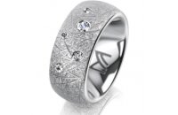 Ring 14 Karat Weissgold 8.0 mm kristallmatt 5 Brillanten...