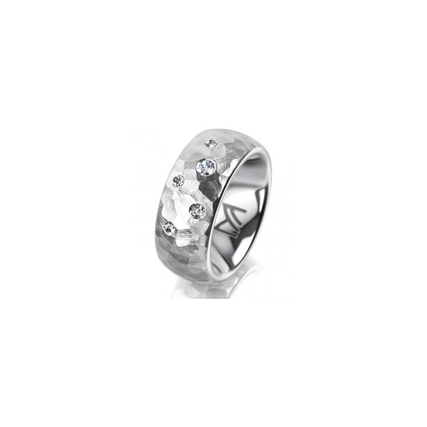 Ring 14 Karat Weissgold 8.0 mm diamantmatt 5 Brillanten G vs Gesamt 0,115ct