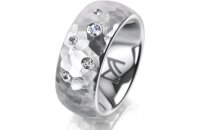 Ring 14 Karat Weissgold 8.0 mm diamantmatt 5 Brillanten G...