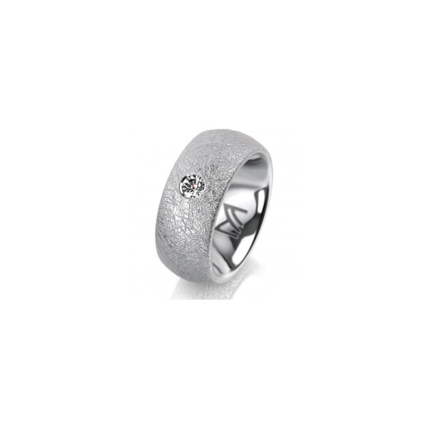 Ring 14 Karat Weissgold 8.0 mm kreismatt 1 Brillant G vs 0,110ct