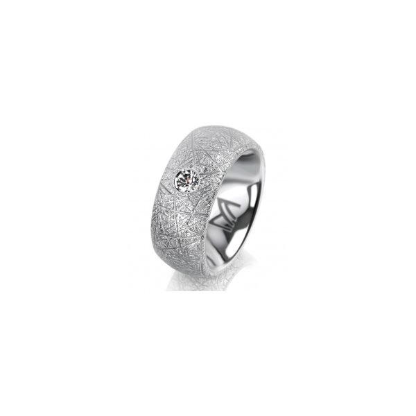 Ring 14 Karat Weissgold 8.0 mm kristallmatt 1 Brillant G vs 0,110ct