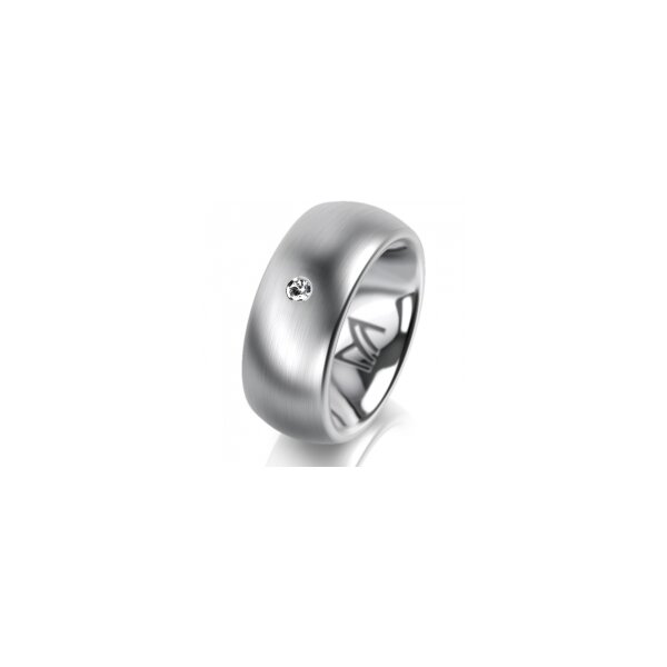 Ring 18 Karat Weissgold 8.0 mm l&auml;ngsmatt 1 Brillant G vs 0,025ct