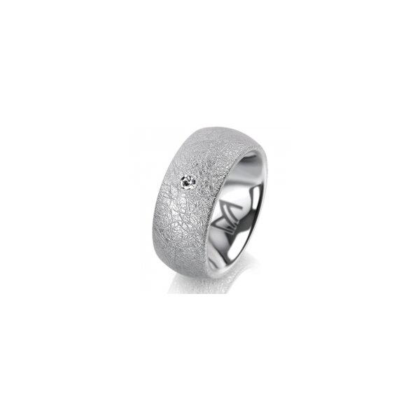 Ring 18 Karat Weissgold 8.0 mm kreismatt 1 Brillant G vs 0,025ct