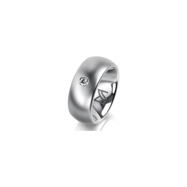 Ring 18 Karat Weissgold 8.0 mm l&auml;ngsmatt 1 Brillant G vs 0,065ct