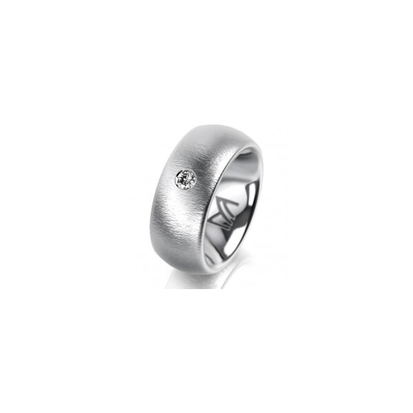 Ring 18 Karat Weissgold 8.0 mm sandmatt 1 Brillant G vs 0,065ct